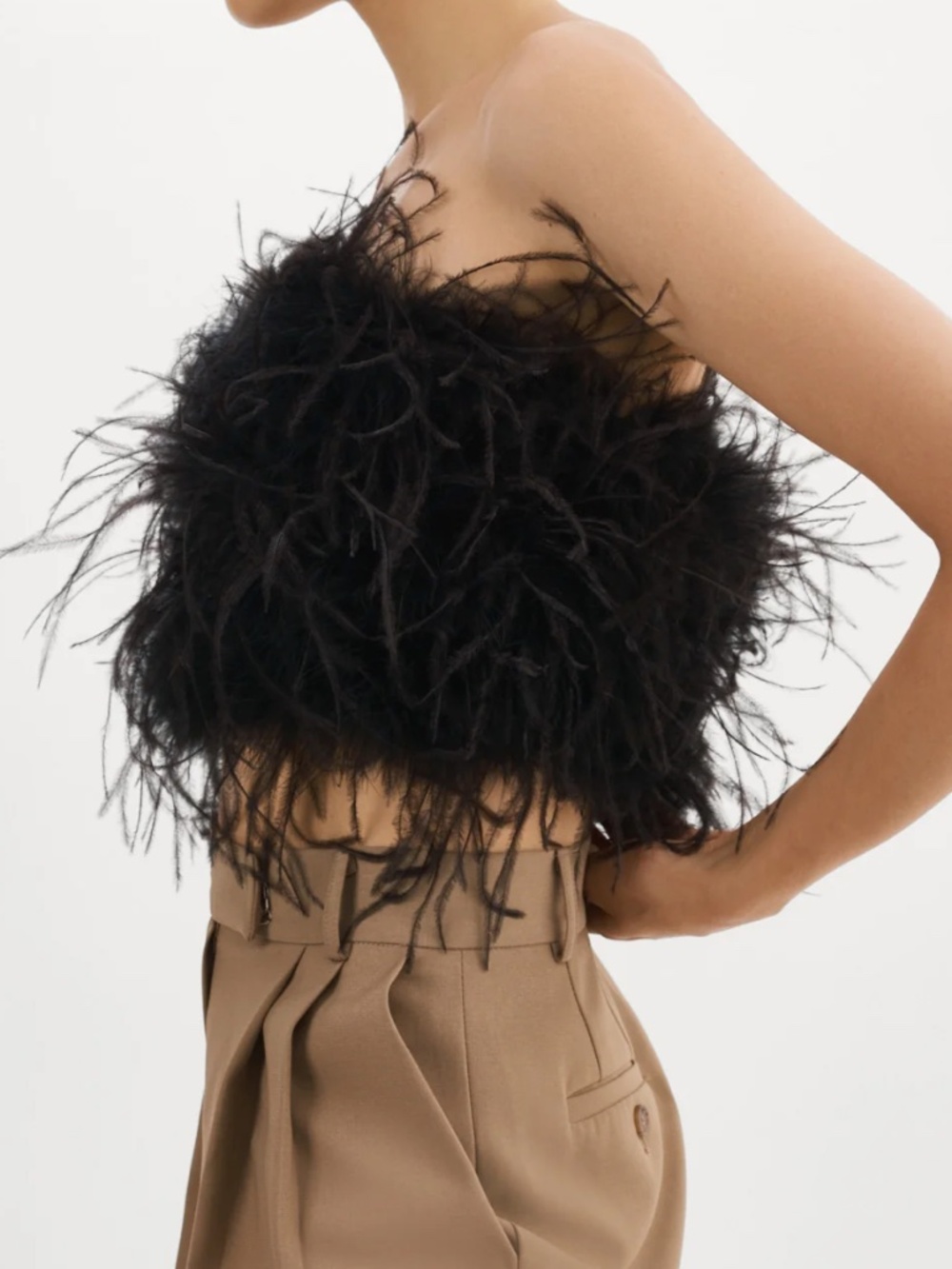 Lamarque Zaina Feather Bustier - Black Size M - Picture 2 of 4